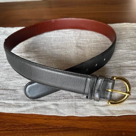 Coach Accessories - Coach Black and Brown Leather Belt with Gold Buckle